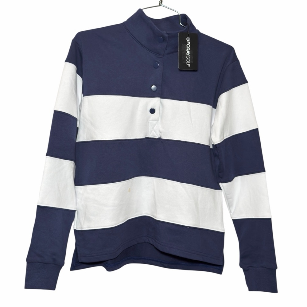 Foray & Co. Women's Navy and White Striped Pullover Hoodie
